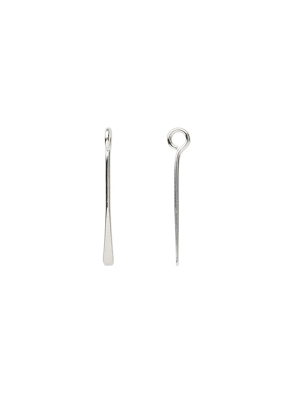 Nickel Silver Plated Flat Paddle Pins Eyepins Charms Earring Findings 20 pcs